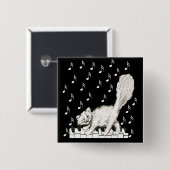 Witte Kat op Piano Keys Vierkante Button 5,1 Cm (Voorkant /achterkant)