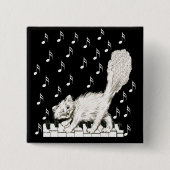 Witte Kat op Piano Keys Vierkante Button 5,1 Cm (Voorkant)