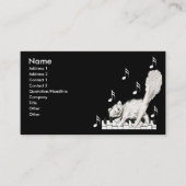 Witte Kat op Piano Keys Visitekaartje (Voorkant)