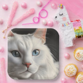 Witte kat papieren bordje (Feest)
