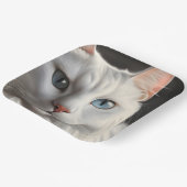 Witte kat papieren bordje (Gebogen)