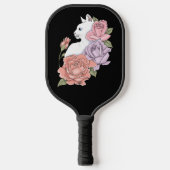 Witte kat pastel bloem zwart romantisch botanisch pickleball paddle (Voorkant)