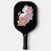 Witte kat pastel bloem zwart romantisch botanisch pickleball paddle (Achterkant)