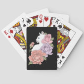 Witte kat pastel bloem zwart romantisch botanisch pokerkaarten (Achterkant)