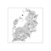 Witte kat pastel bloem zwart romantisch botanisch rubberstempel (Afrduk)