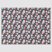 Witte kat pastel bloemmotief zwart romantisch bota tissuepapier (Voorkant)