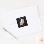 Witte kat perzik lavendel roze rozen boekenplaat vierkante sticker (Envelop)