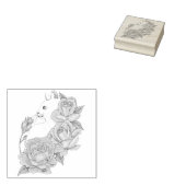 Witte Kat Perzik Lavendel Roze Rozen Rubberstempel (Gestempeld)