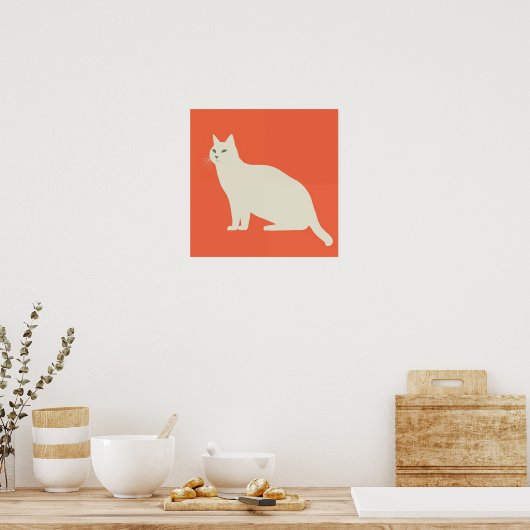 Witte kat poster (Keuken)