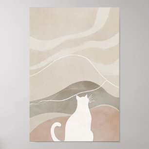 Witte kat poster