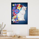 Witte Kat Poster (Keuken)