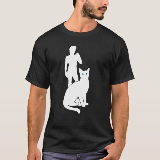 Witte Kat Reizen Silhouet David van Michaelangelo T-shirt (Voorkant)