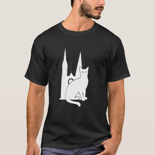 Witte Kat Reizen Silhouet Kathedraal van Chartres T-shirt (Voorkant)