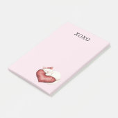 Witte Kat Rode Hart Kussen Post-it® Notes (Schuin)