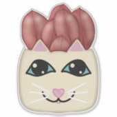 Witte Kat Rode Ruby Rubber Plant Planter Sticker (Voorkant)