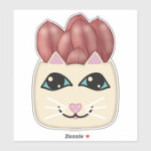 Witte Kat Rode Ruby Rubber Plant Planter Sticker (Vel)