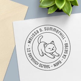 Witte kat rond adres oprekken zelfinktende stempel
