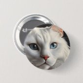 Witte kat ronde button 5,7 cm (Voorkant /achterkant)