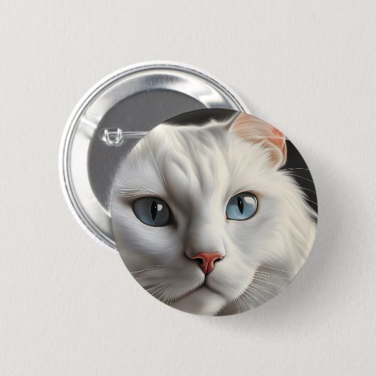 Witte kat ronde button 5,7 cm (Voorkant /achterkant)