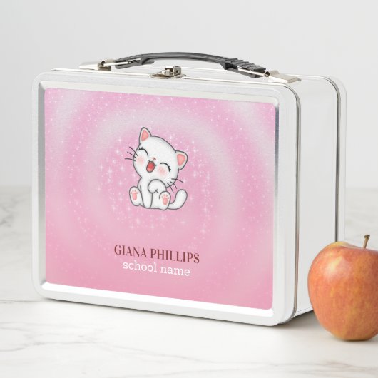 Witte kat roze achtergrond (In situ)