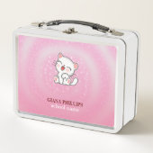 Witte kat roze achtergrond (Voorkant)