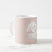 Witte Kat Roze Draad Koffiemok (Voorkant links)