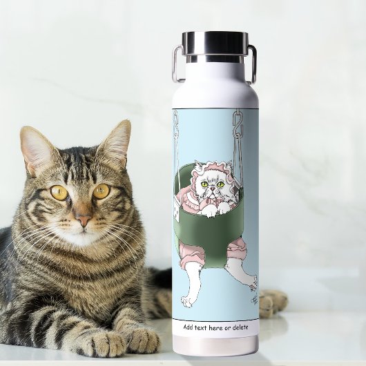Witte kat roze jurk grappige schommel waterfles