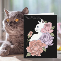 Witte Kat Roze Pastelrozen Zwarte Moederdag