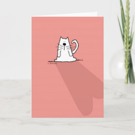 Witte kat, roze Valentijn Feestdagen Kaart