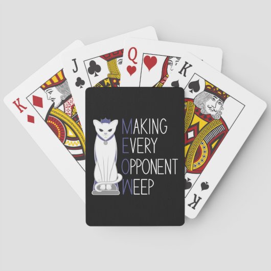 Witte kat schaakstuk met tekst pokerkaarten (Achterkant)