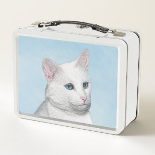 Witte kat schilderen - Kute Original Cat Art