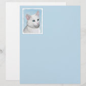 Witte kat schilderen - Kute Original Cat Art (Voorkant / Achterkant)