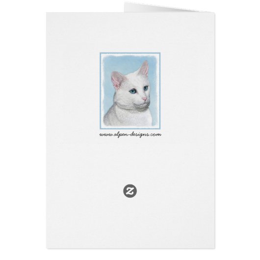 Witte kat schilderen - Kute Original Cat Art (Achterkant)
