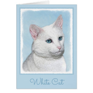 Witte kat schilderen - Kute Original Cat Art