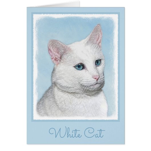 Witte kat schilderen - Kute Original Cat Art (Voorkant)
