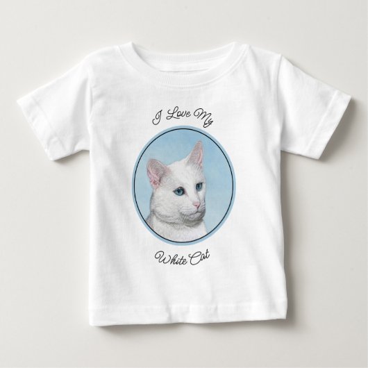 Witte kat schilderen - Kute Original Cat Art (Voorkant)