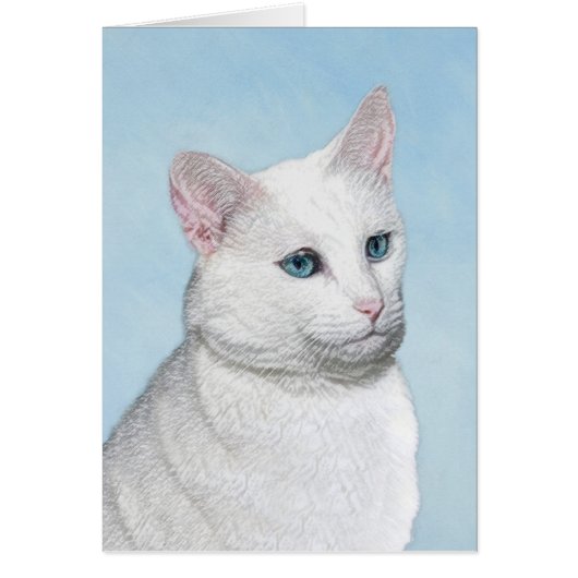 Witte kat schilderen - Kute Original Cat Art (Voorkant)