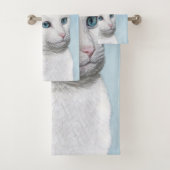 Witte kat schilderen - Kute Original Cat Art Bad Handdoek (Insitu)