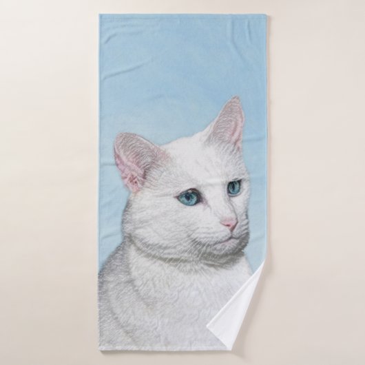 Witte kat schilderen - Kute Original Cat Art Bad Handdoek (Badhanddoek)