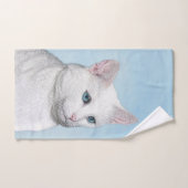 Witte kat schilderen - Kute Original Cat Art Bad Handdoek (Handdoek)