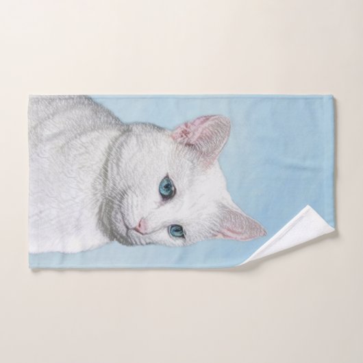 Witte kat schilderen - Kute Original Cat Art Bad Handdoek (Handdoek)