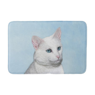 Witte kat schilderen - Kute Original Cat Art Badmat