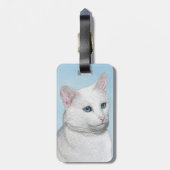 Witte kat schilderen - Kute Original Cat Art Bagagelabel (Achterkant verticaal)