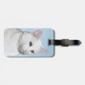 Witte kat schilderen - Kute Original Cat Art Bagagelabel (Achterkant horizontaal)