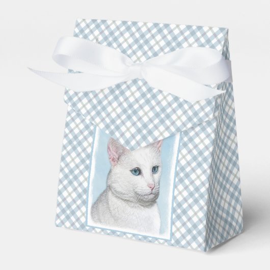 Witte kat schilderen - Kute Original Cat Art Bedankdoosjes (Voorkant Zijde)