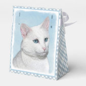 Witte kat schilderen - Kute Original Cat Art Bedankdoosjes (Achterkant)