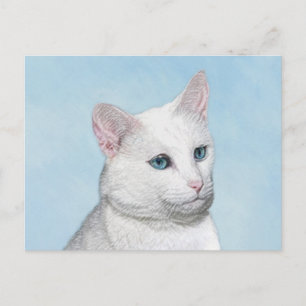 Witte kat schilderen - Kute Original Cat Art Briefkaart
