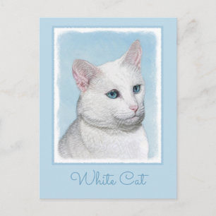 Witte kat schilderen - Kute Original Cat Art Briefkaart