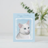 Witte kat schilderen - Kute Original Cat Art Briefkaart (Staand voorkant)