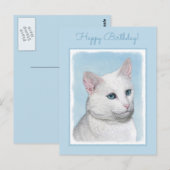 Witte kat schilderen - Kute Original Cat Art Briefkaart (Voorkant / Achterkant)